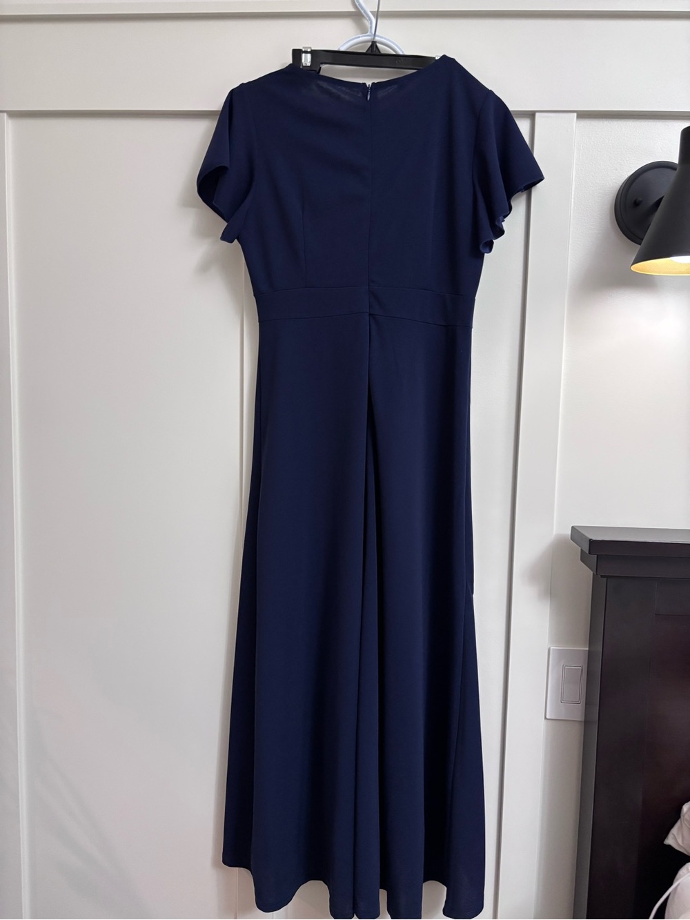 Classic Navy V-Neck High-Low Ruffle Dress - Picture 4 of 4